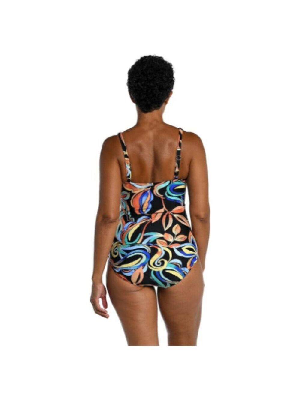 **Maxine Of Hollywood** Women's V-Neck Twist Front Shirred One Piece Swimsuit - Picture 5 of 8